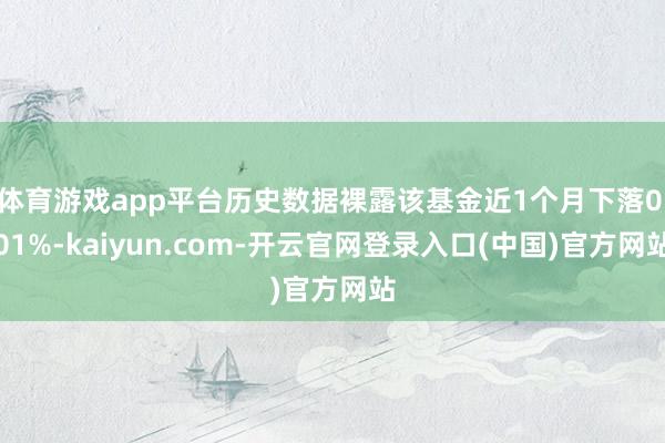 体育游戏app平台历史数据裸露该基金近1个月下落0.01%-kaiyun.com-开云官网登录入口(中国)官方网站