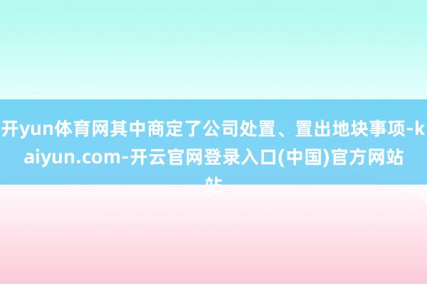 开yun体育网其中商定了公司处置、置出地块事项-kaiyun.com-开云官网登录入口(中国)官方网站